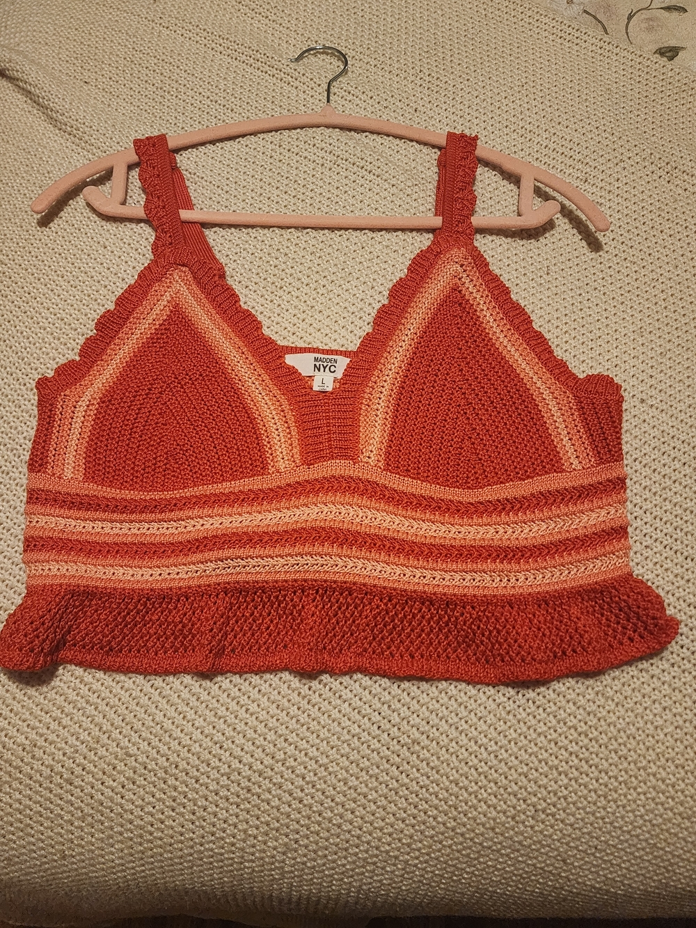 Madden NYC Women's Red Crochet Bralette Tank